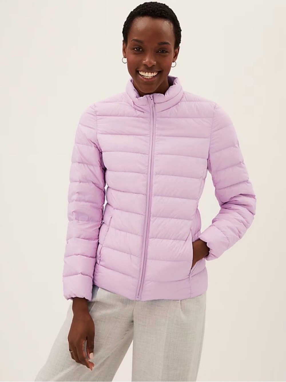 NWT Marks & Spencer Down Packable Jacket cool pink lilac XL Winter puffer